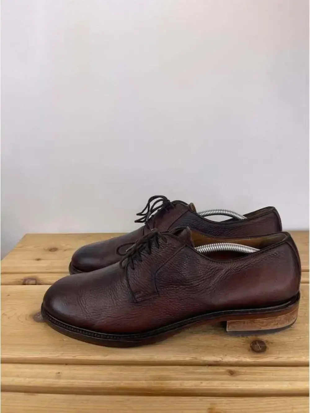 Antonio Maurizi Italian Leather Plain Toe Derby Shoes Mens EU 45 US 12 Brown Lug